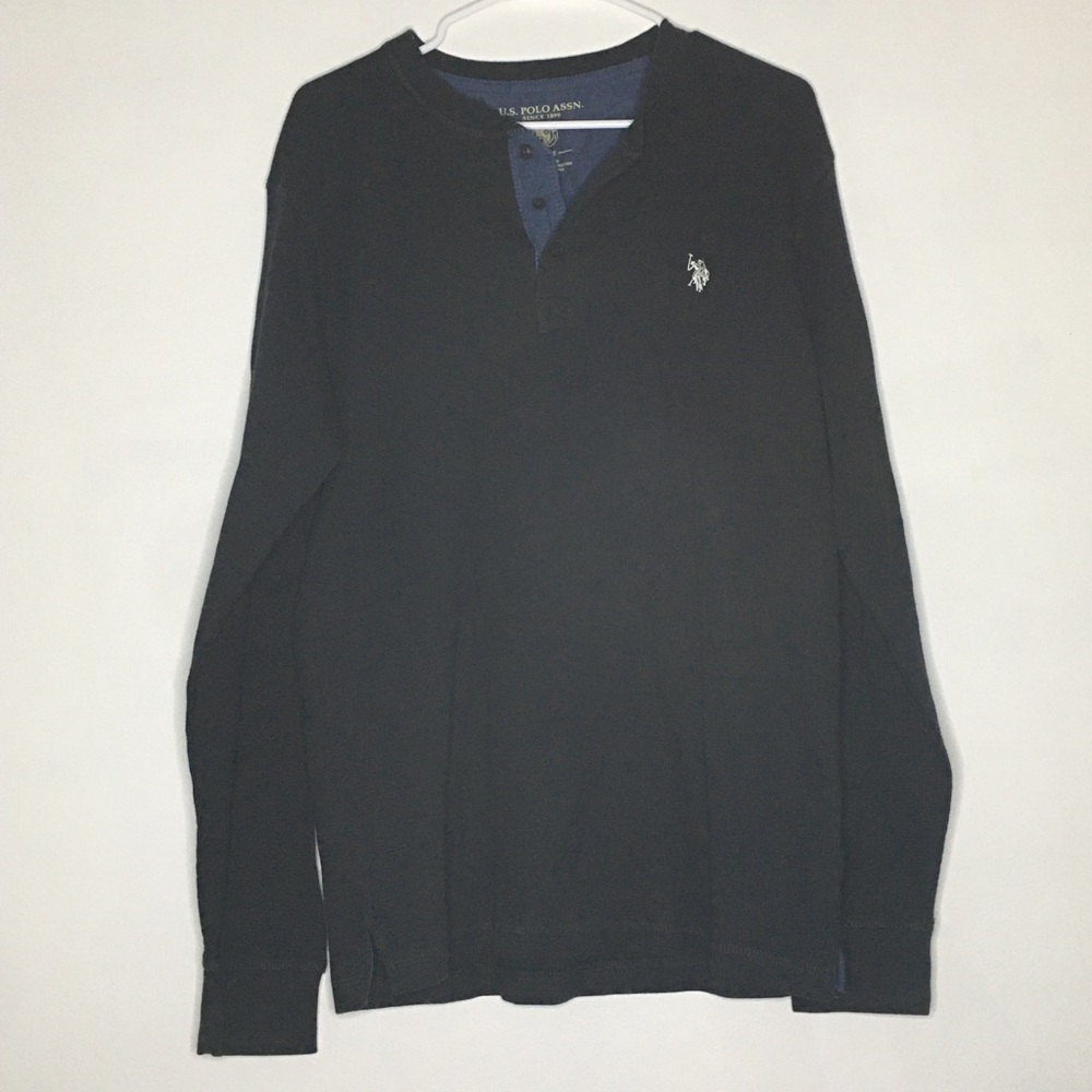 POLO WAFFLE KNIT LONG SLEEVE 1/4 BUTTON UP